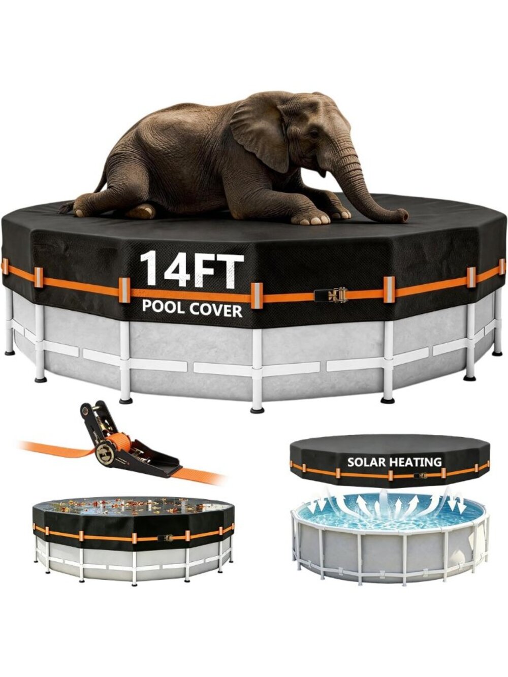 Thicker 14FT Round Solar Pool Cover | Waterproof, UV & Dust Proof, Tear